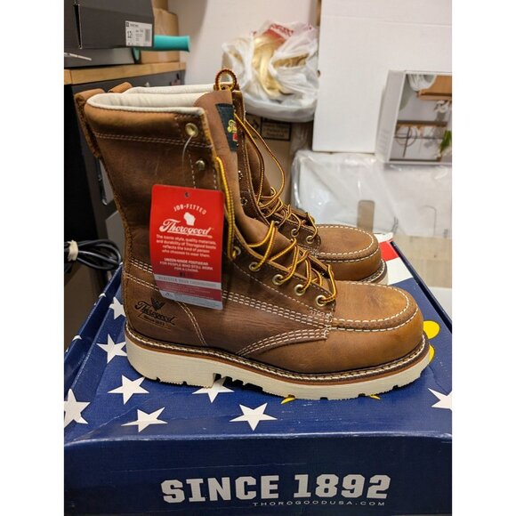 THOROGOOD 804-4378 8" Moc Toe Steel Toe Work Boots EH Size 6 D MADE IN USA - Picture 2 of 7